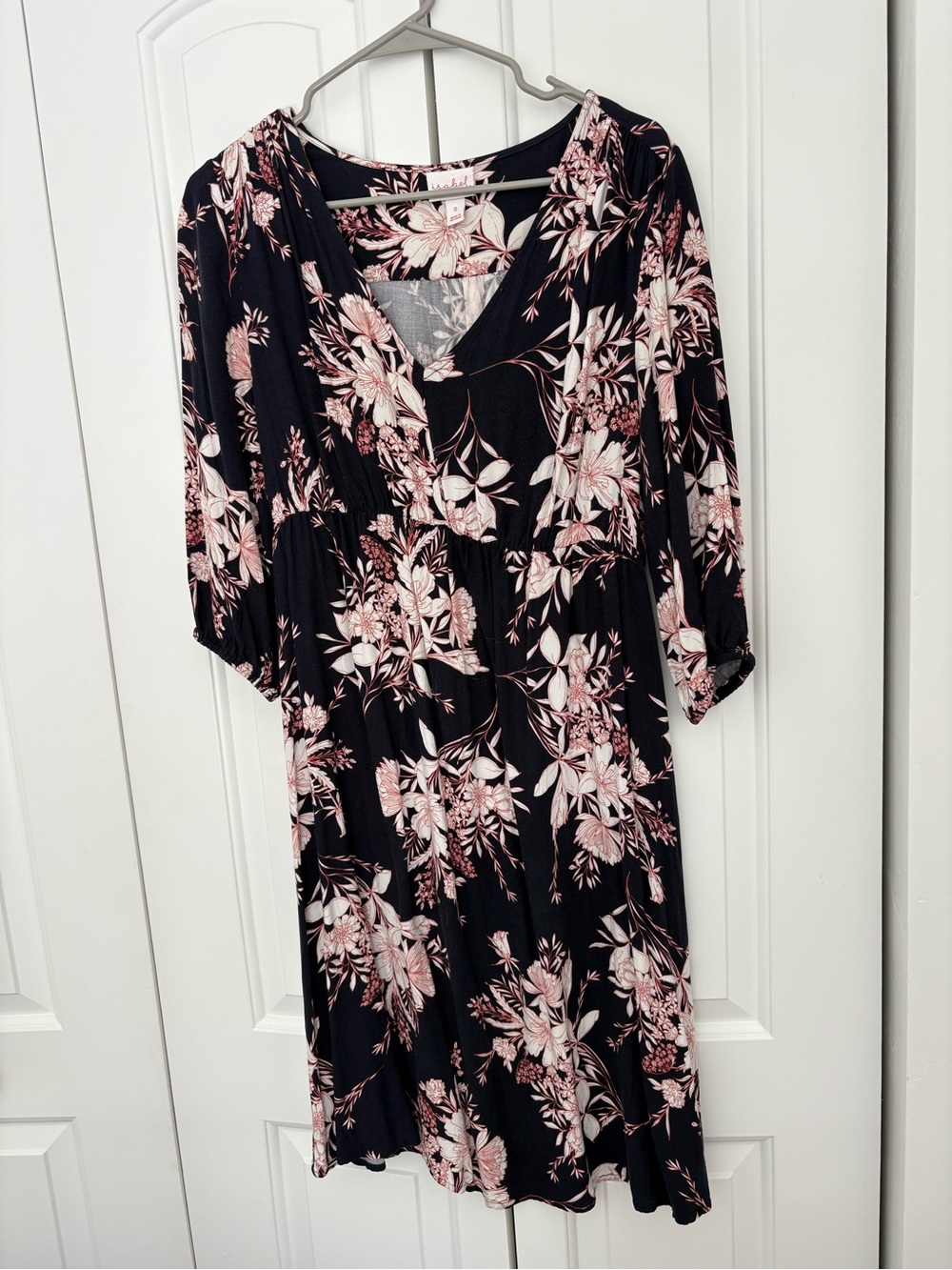 Isabel Maternity by Ingrid & Isabel Black Dress with Pink Floral Print